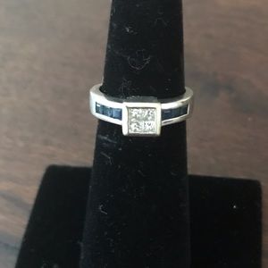 Diamond /sapphire 14 k white gold Ring